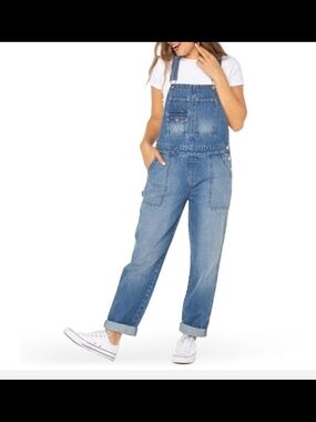 Celebrity Pink Light Blue Denim Overalls for Women
